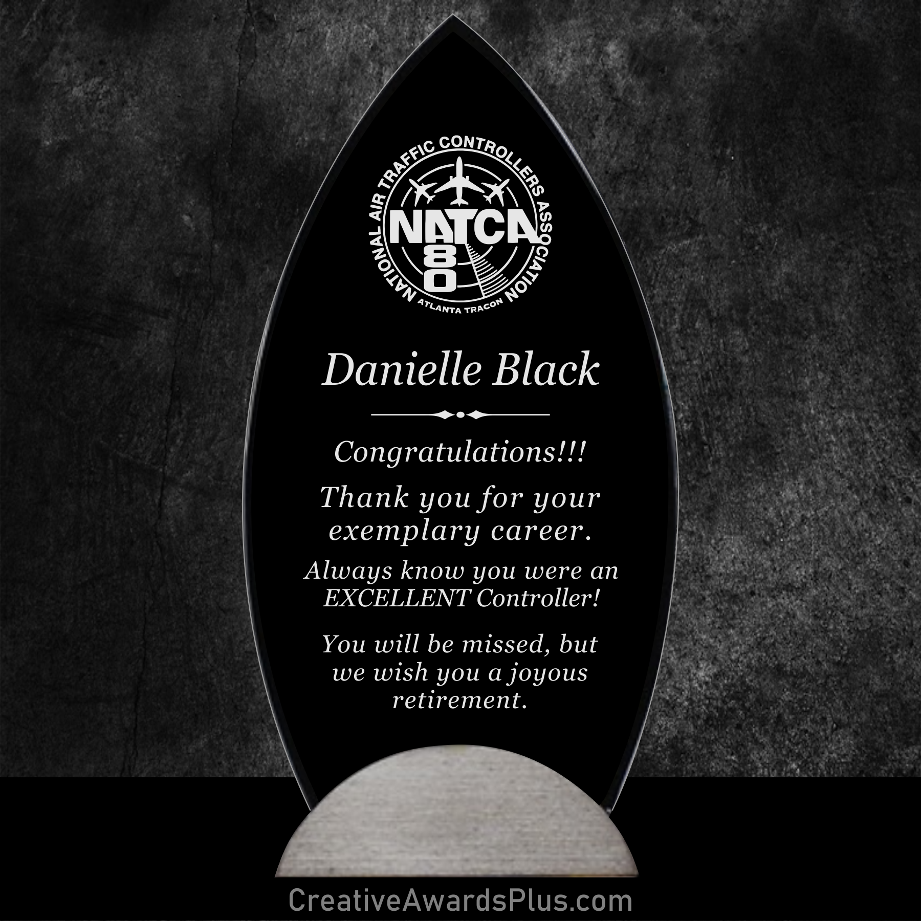Flame Black Glass Award 10.625" / Black