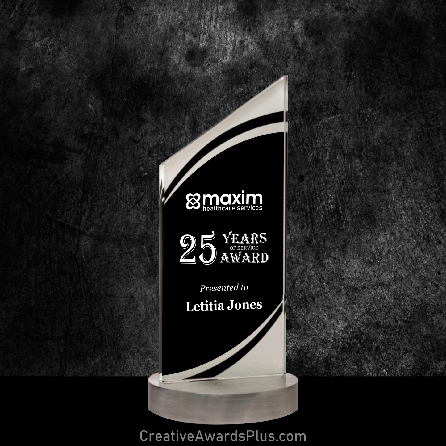 Pinnacle Black Glass Award 9.875" / Black