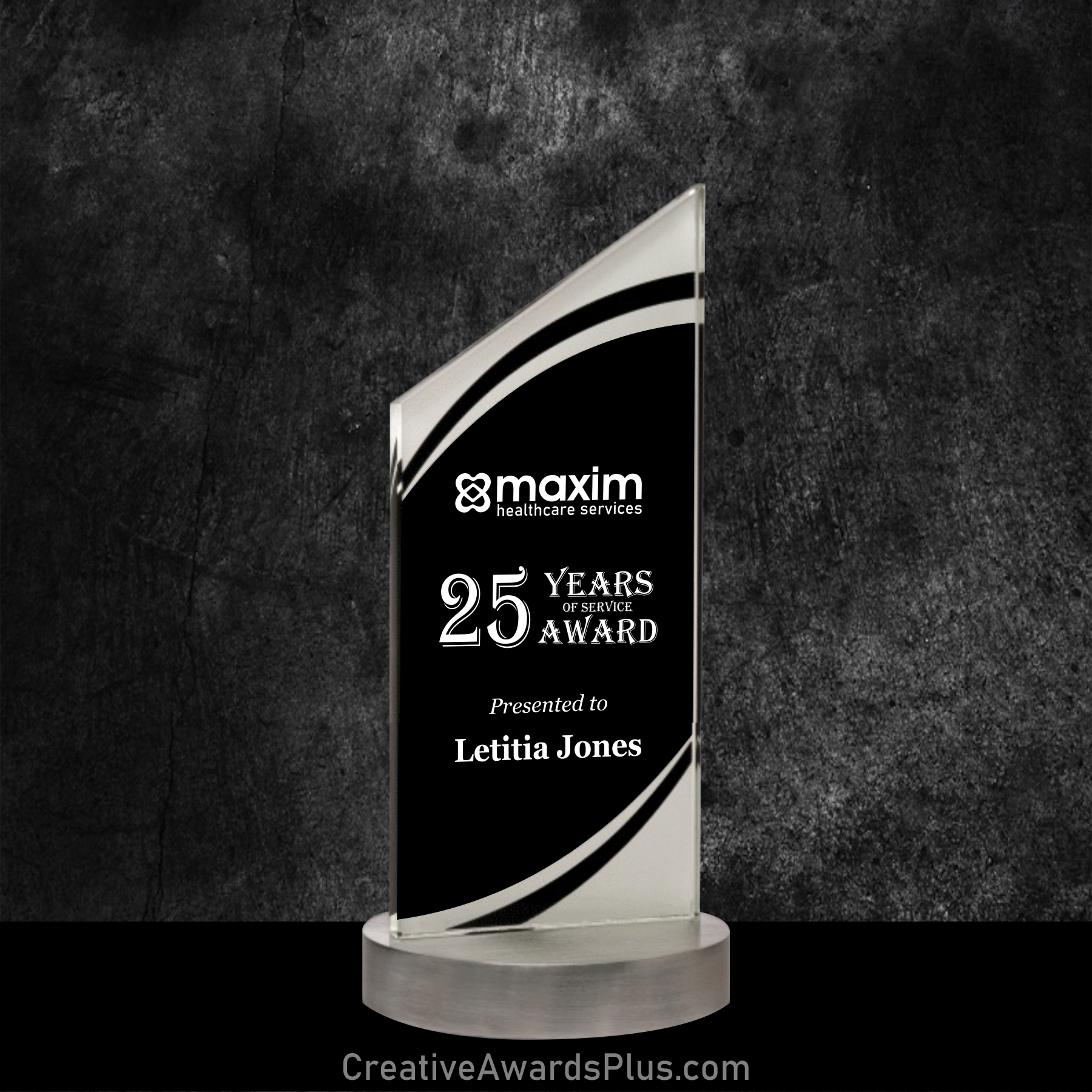 Pinnacle Black Glass Award 9.875" / Black