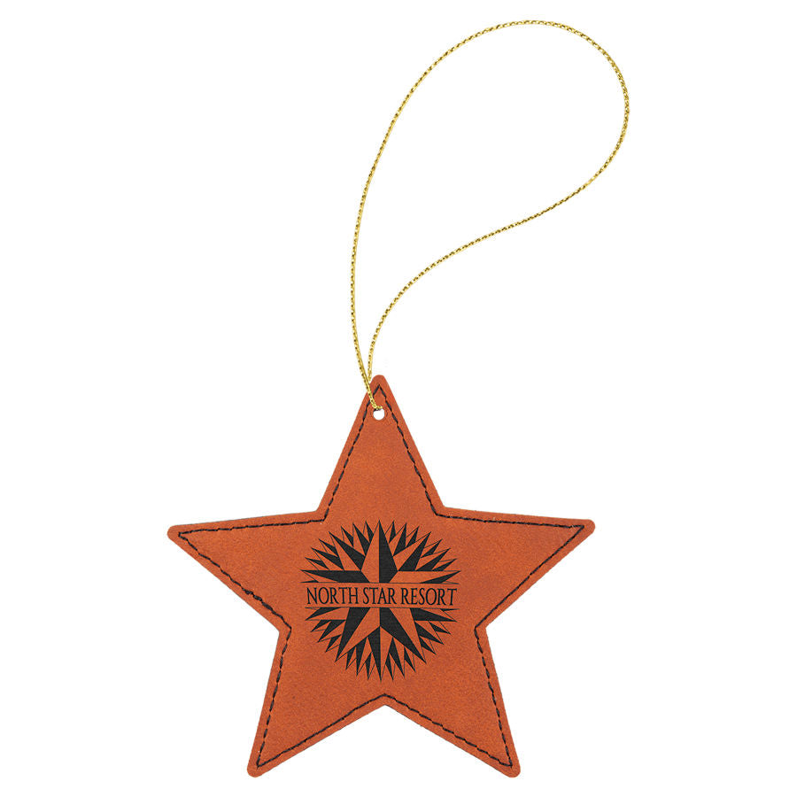 Leatherette Star Ornament 4" / Rawhide