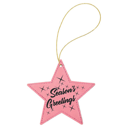Leatherette Star Ornament 4" / Pink