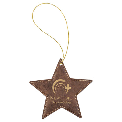 Leatherette Star Ornament 4" / Rustic/Gold