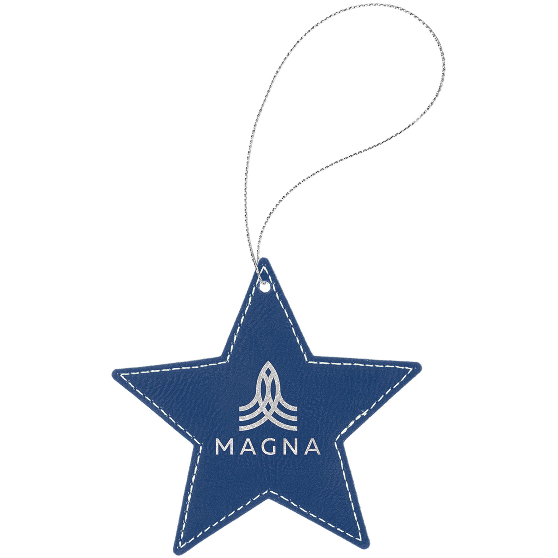 Leatherette Star Ornament 4" / Blue/Silver