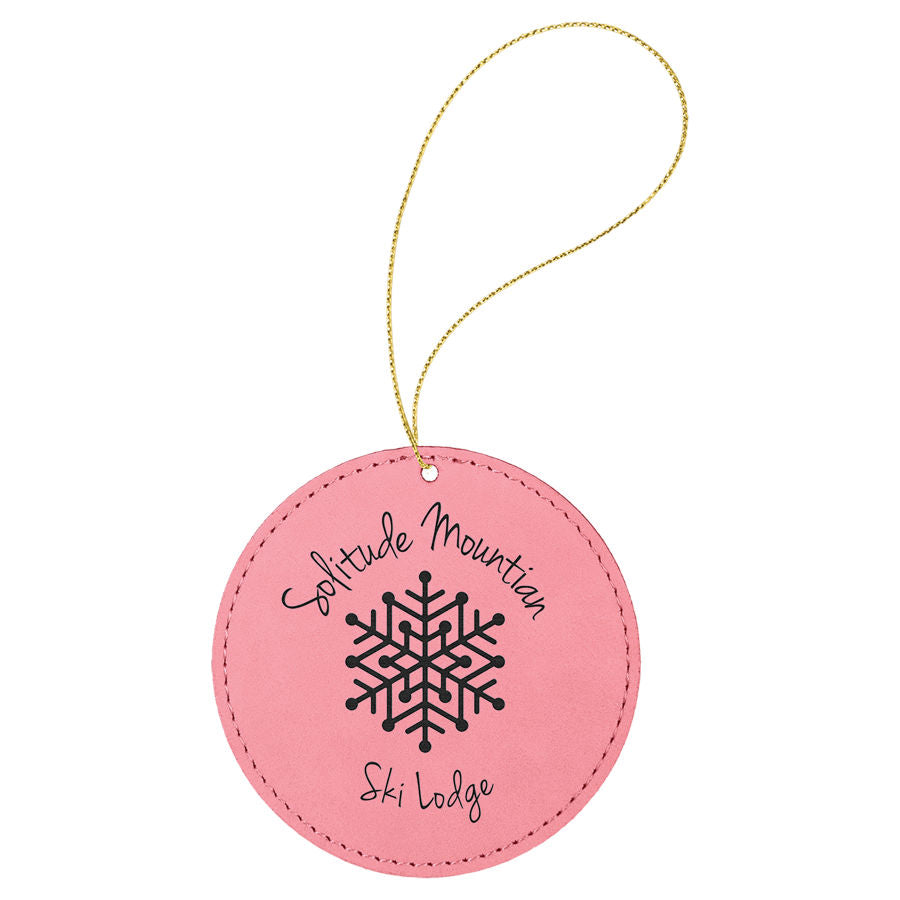 Leatherette Round Ornament 3.75" / Pink