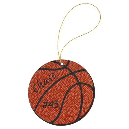 Leatherette Round Ornament 3.75" / Basketball