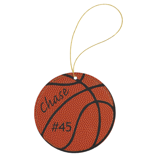 Leatherette Round Ornament 3.75" / Basketball