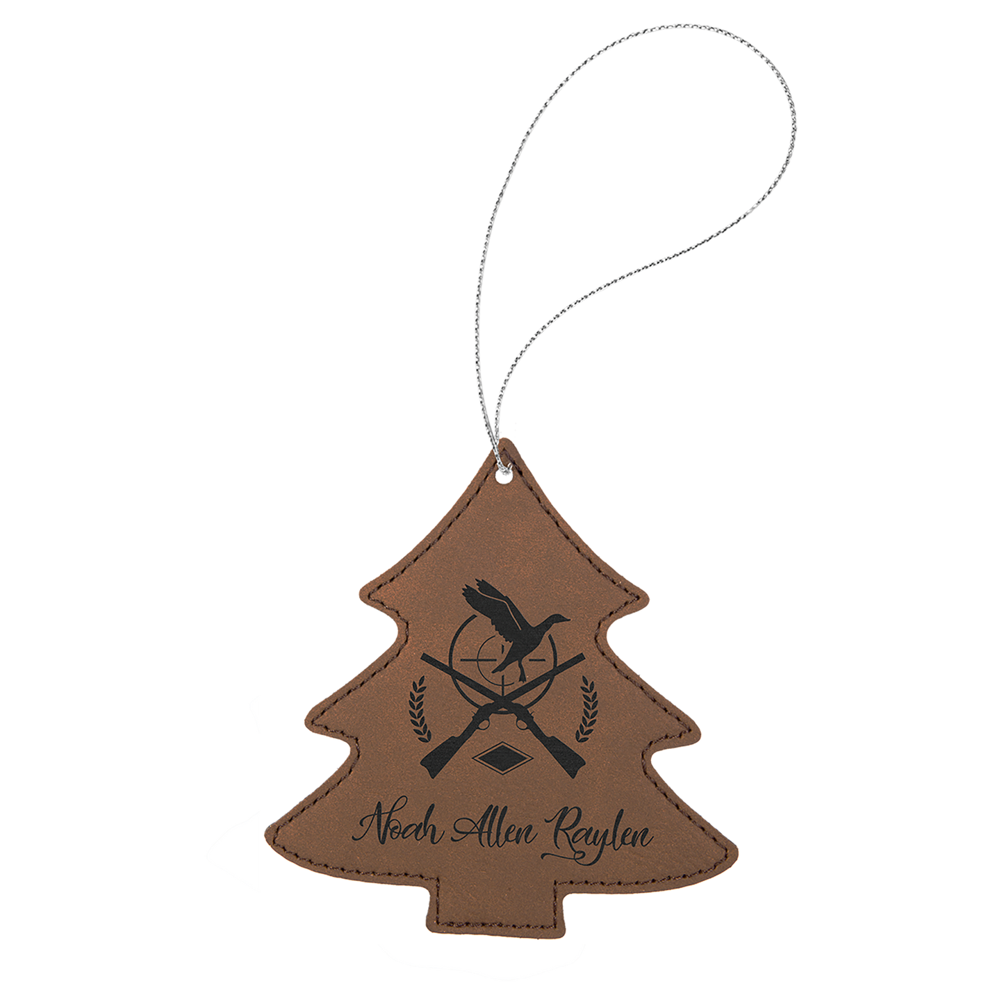 Leatherette Christmas Tree Ornament 4.5" / Dark Brown
