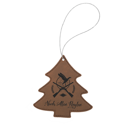 Leatherette Christmas Tree Ornament 4.5" / Dark Brown