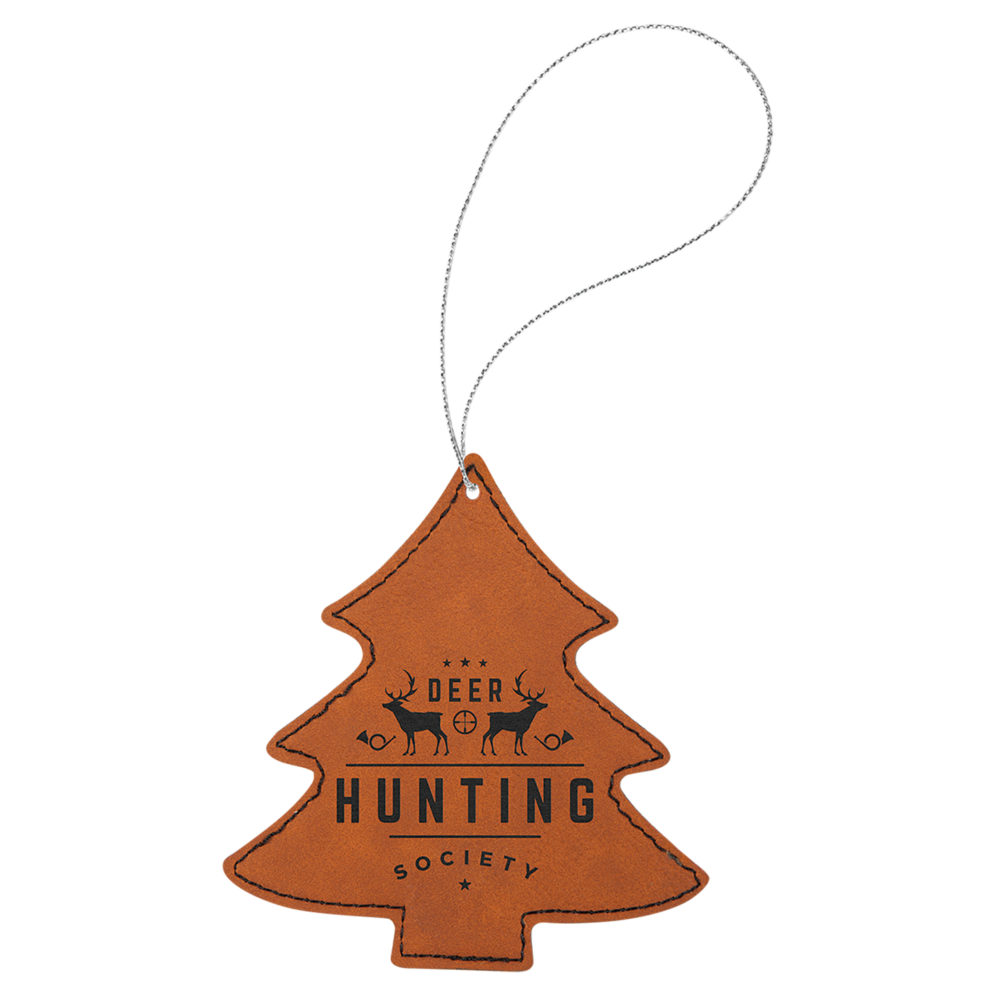 Leatherette Christmas Tree Ornament 4.5" / Rawhide
