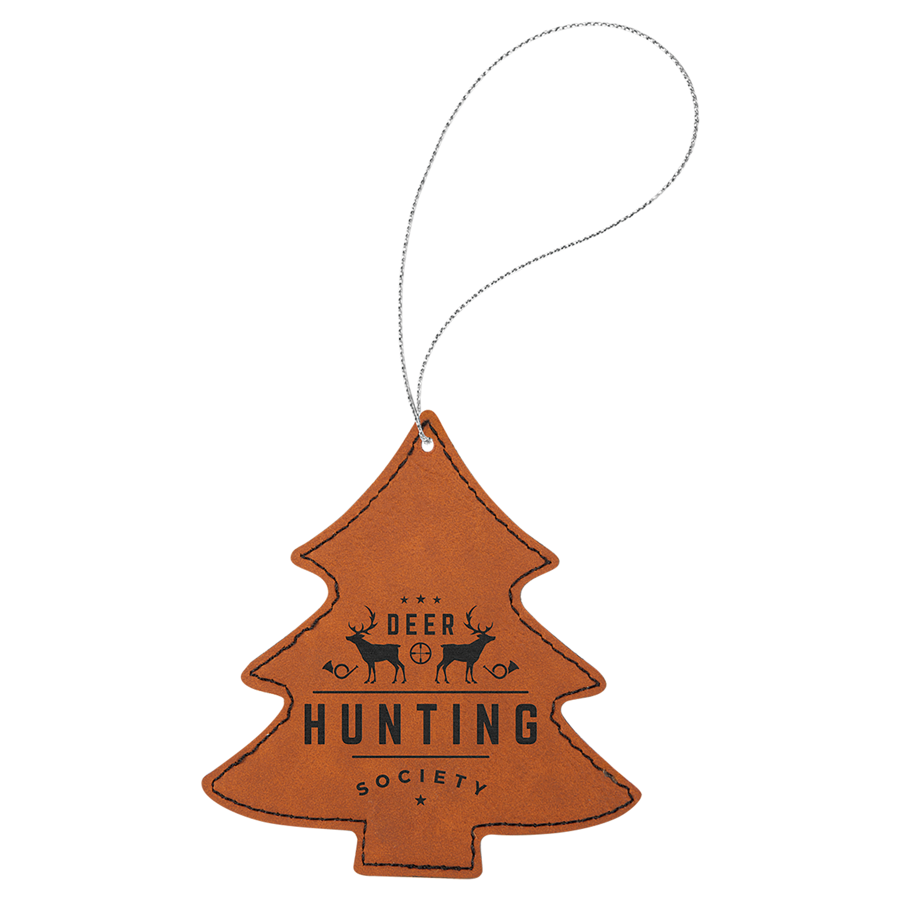 Leatherette Christmas Tree Ornament 4.5" / Rawhide