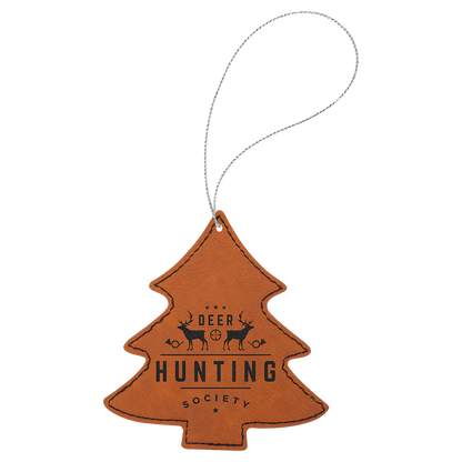 Leatherette Christmas Tree Ornament 4.5" / Rawhide