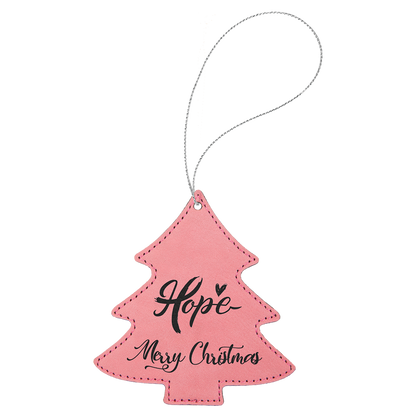 Leatherette Christmas Tree Ornament 4.5" / Pink