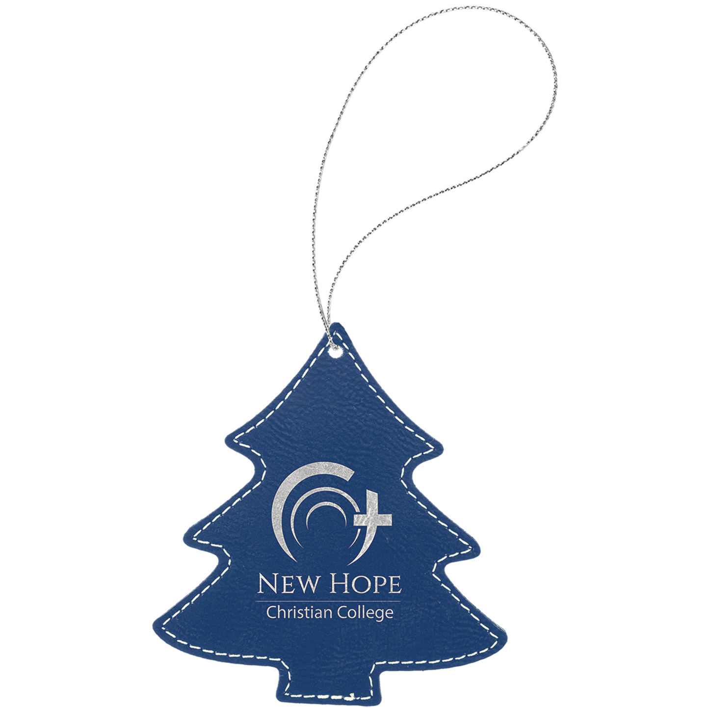 Leatherette Christmas Tree Ornament 4.5" / Blue/Silver