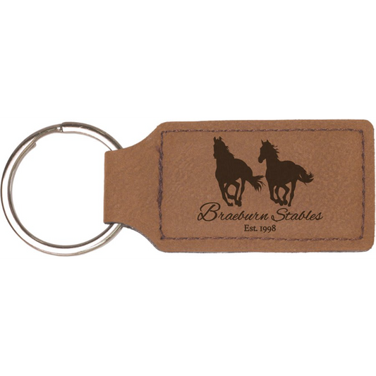Leatherette Rectangle Keychain 2.75" x 1.25" / Dark Brown