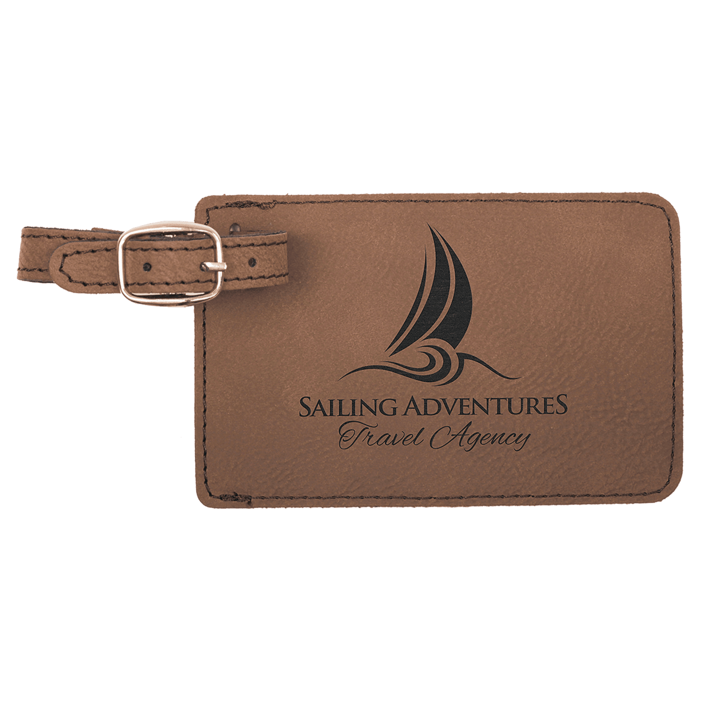 Leatherette Luggage Tag 4 1/4" x 2 3/4" / Dark Brown