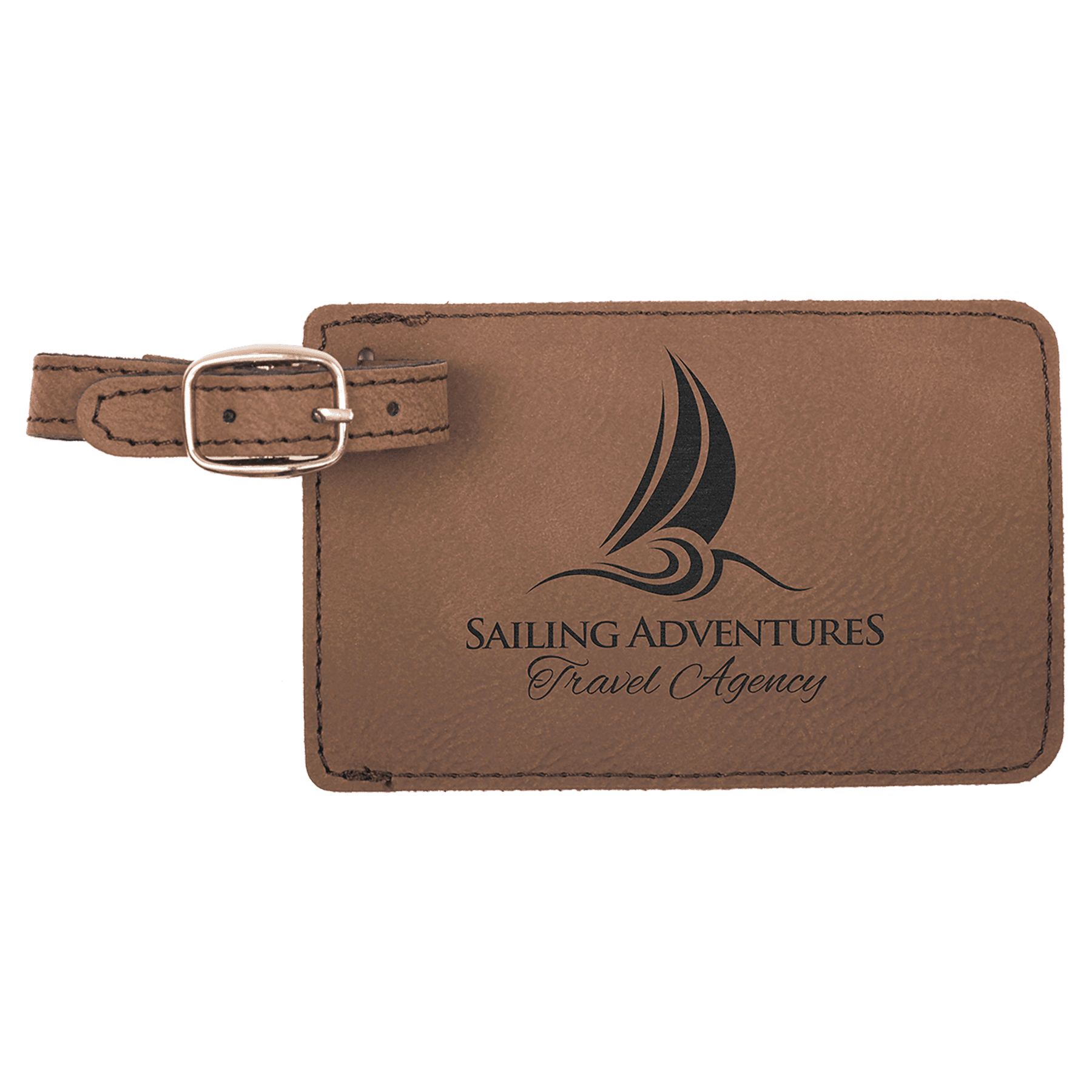Leatherette Luggage Tag 4 1/4" x 2 3/4" / Dark Brown