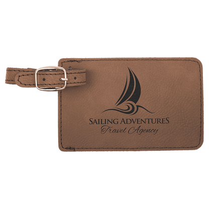 Leatherette Luggage Tag 4 1/4" x 2 3/4" / Dark Brown