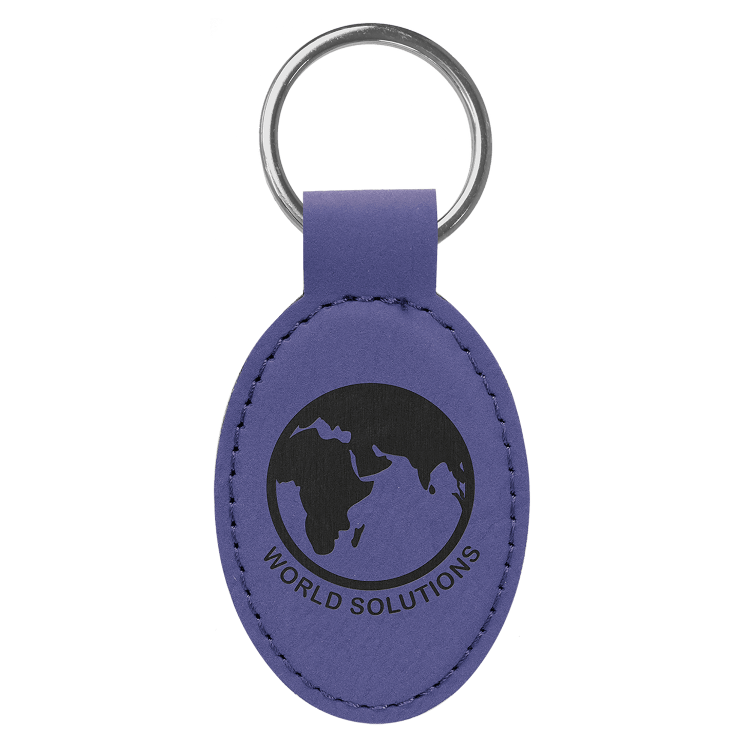 Leatherette Oval Keychain 3" x 1.75" / Purple