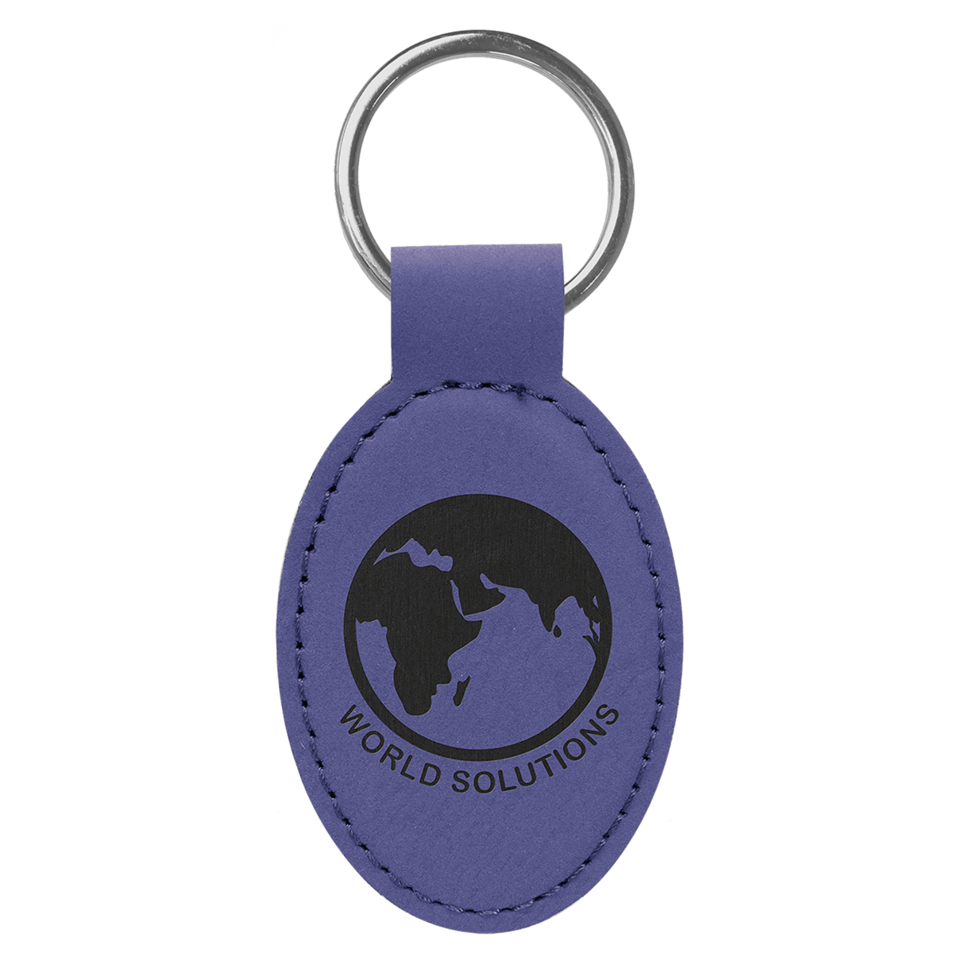 Leatherette Oval Keychain 3" x 1.75" / Purple
