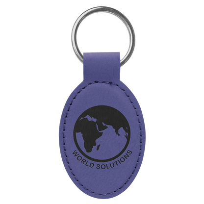 Leatherette Oval Keychain 3" x 1.75" / Purple