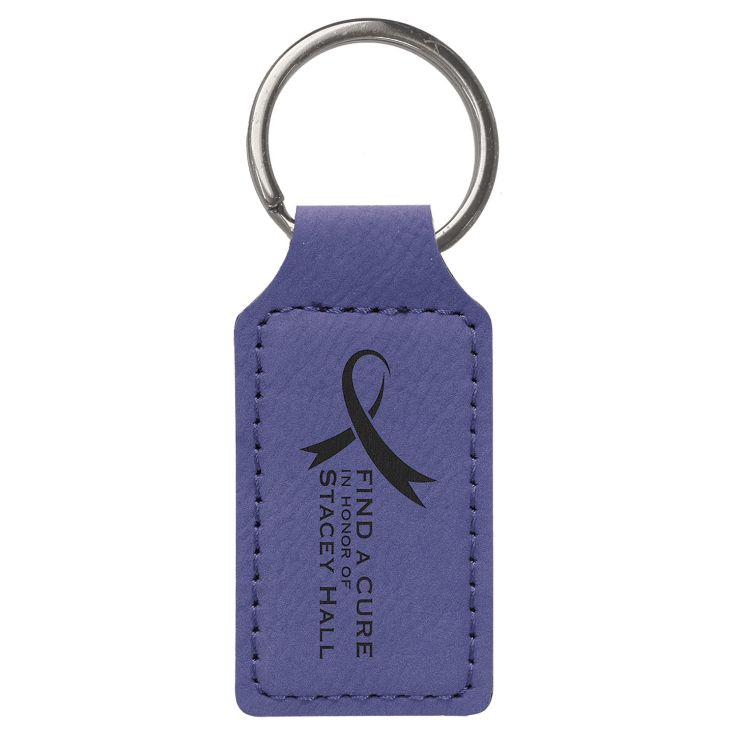 Leatherette Rectangle Keychain 2.75" x 1.25" / Purple