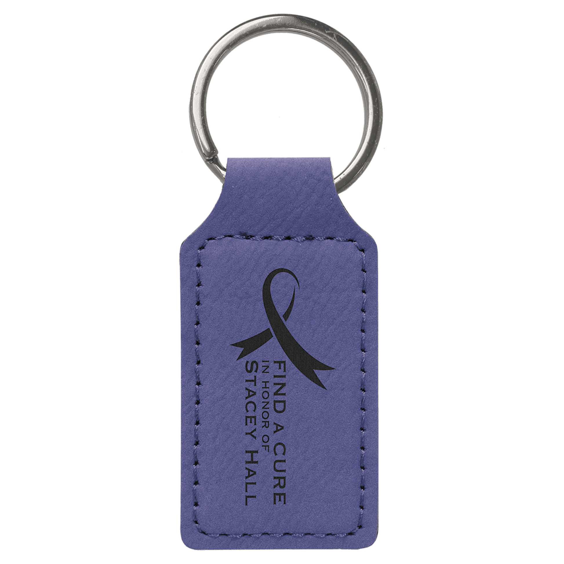 Leatherette Rectangle Keychain 2.75" x 1.25" / Purple
