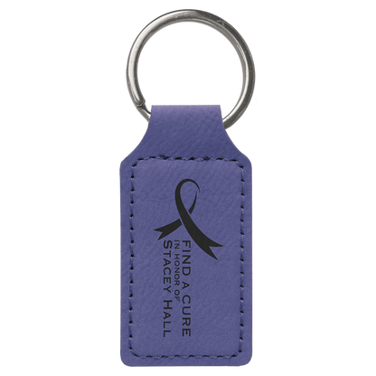 Leatherette Rectangle Keychain 2.75" x 1.25" / Purple