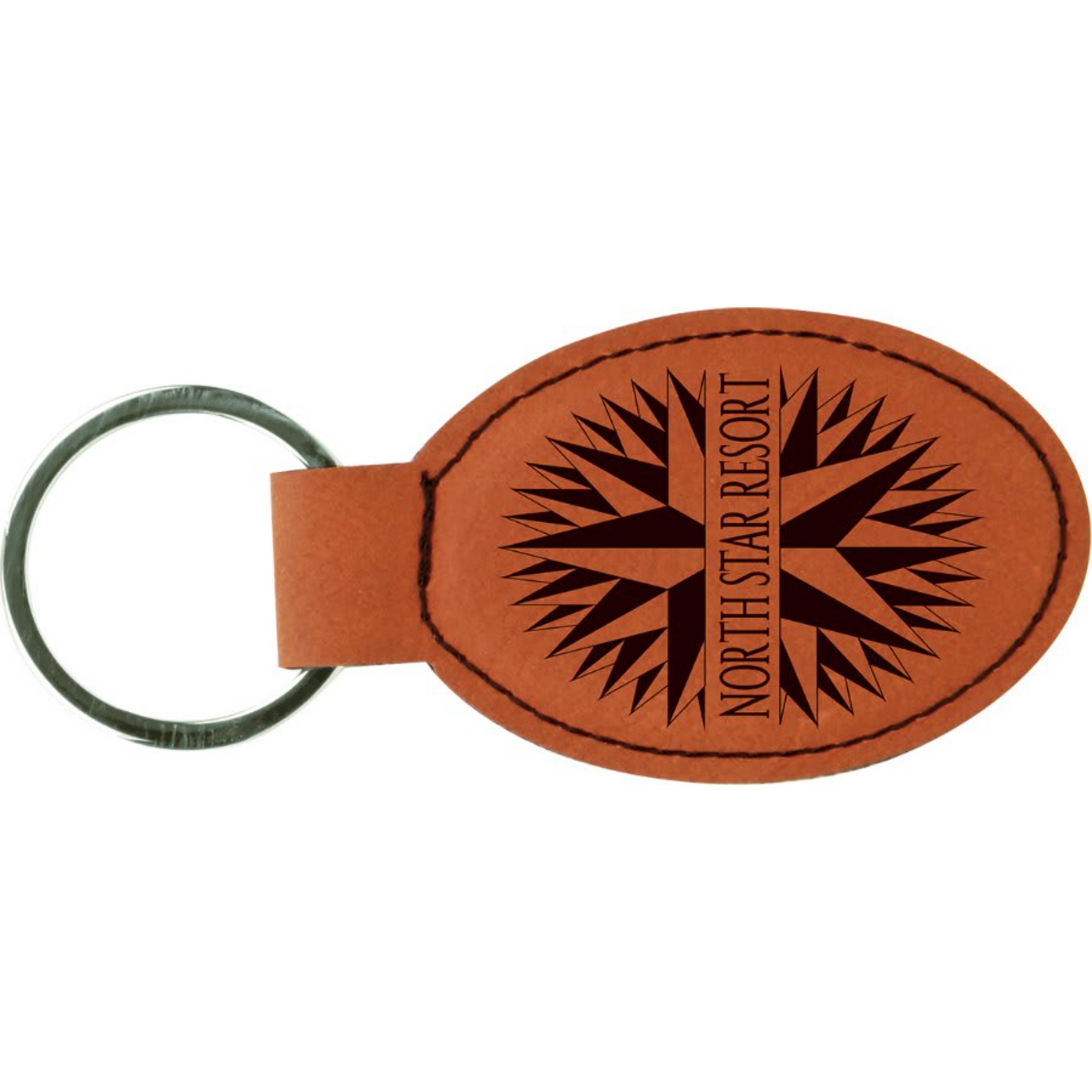 Leatherette Oval Keychain 3" x 1.75" / Rawhide