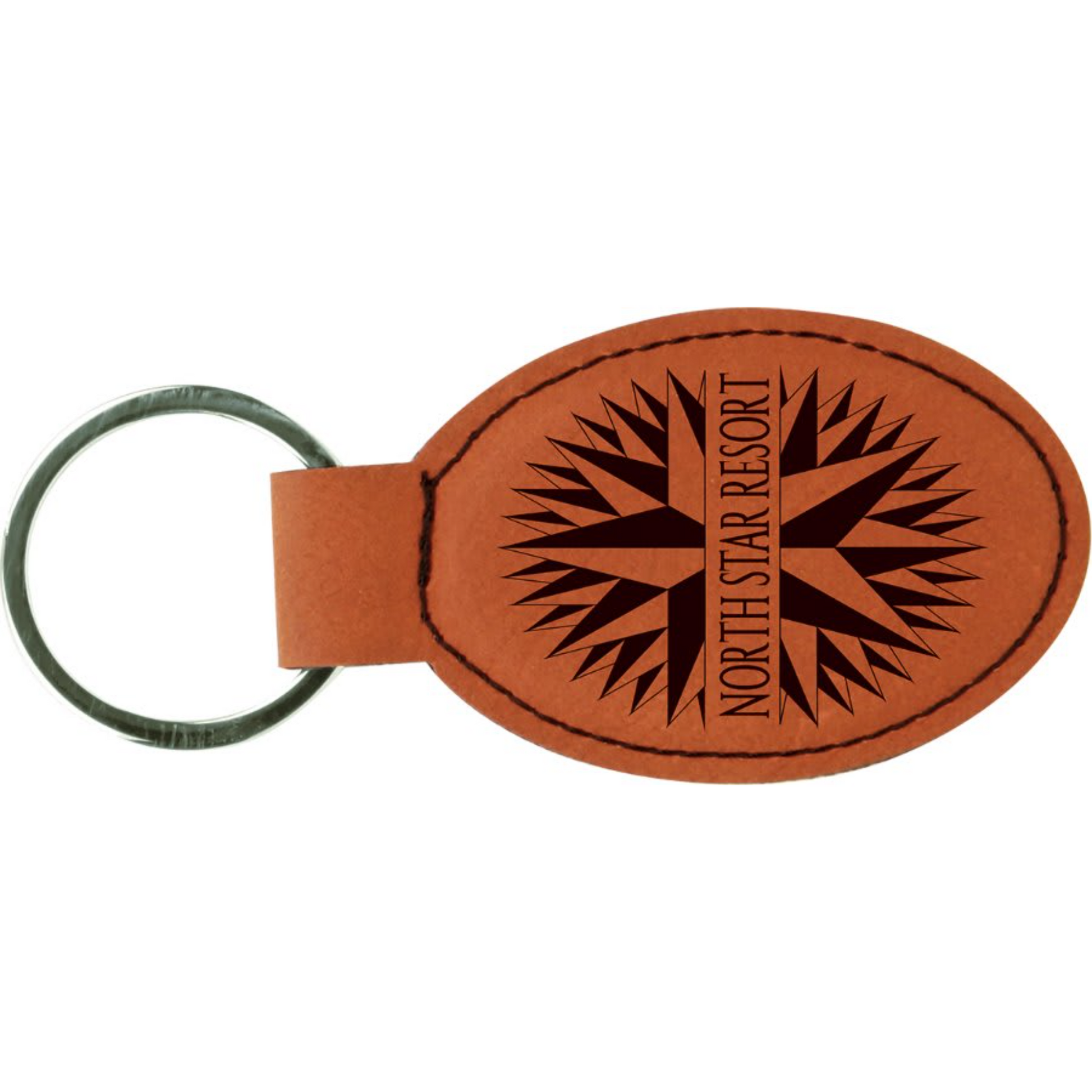 Leatherette Oval Keychain 3" x 1.75" / Rawhide