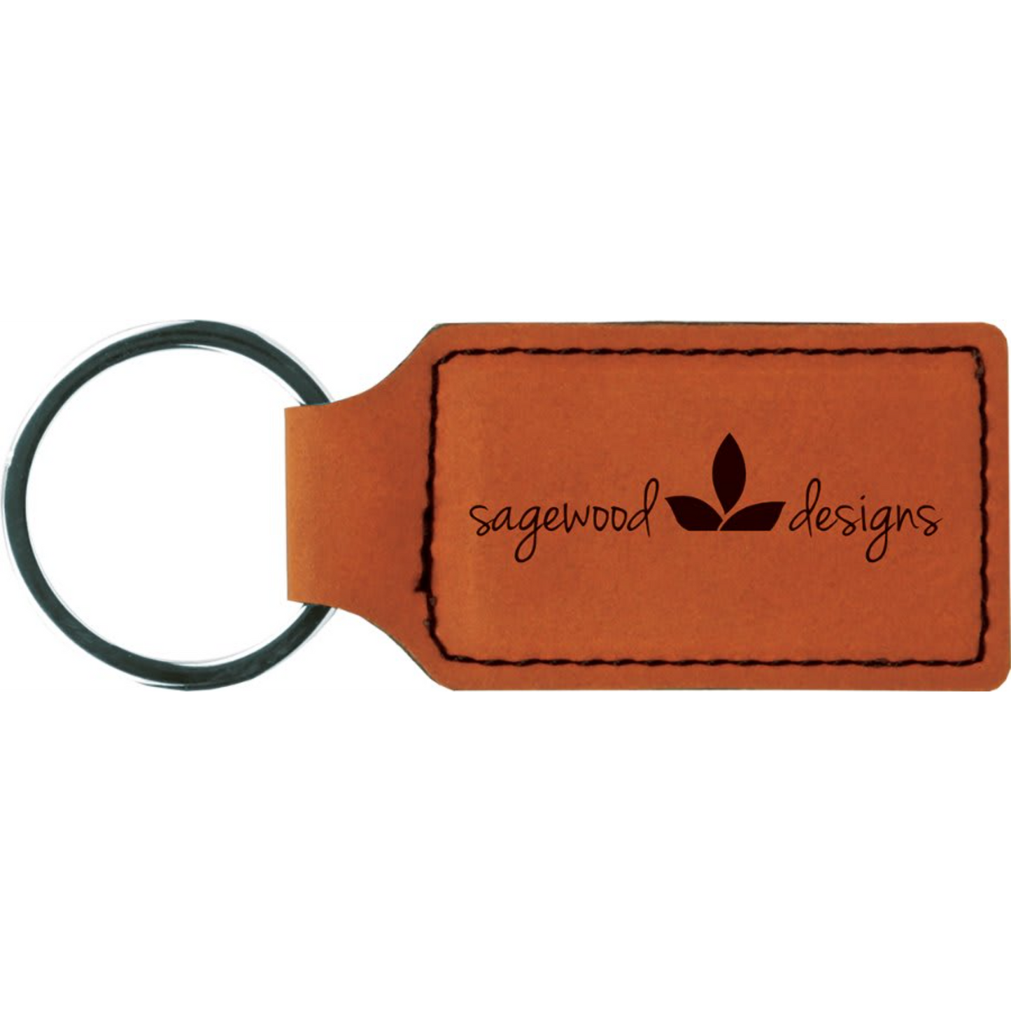 Leatherette Rectangle Keychain 2.75" x 1.25" / Rawhide