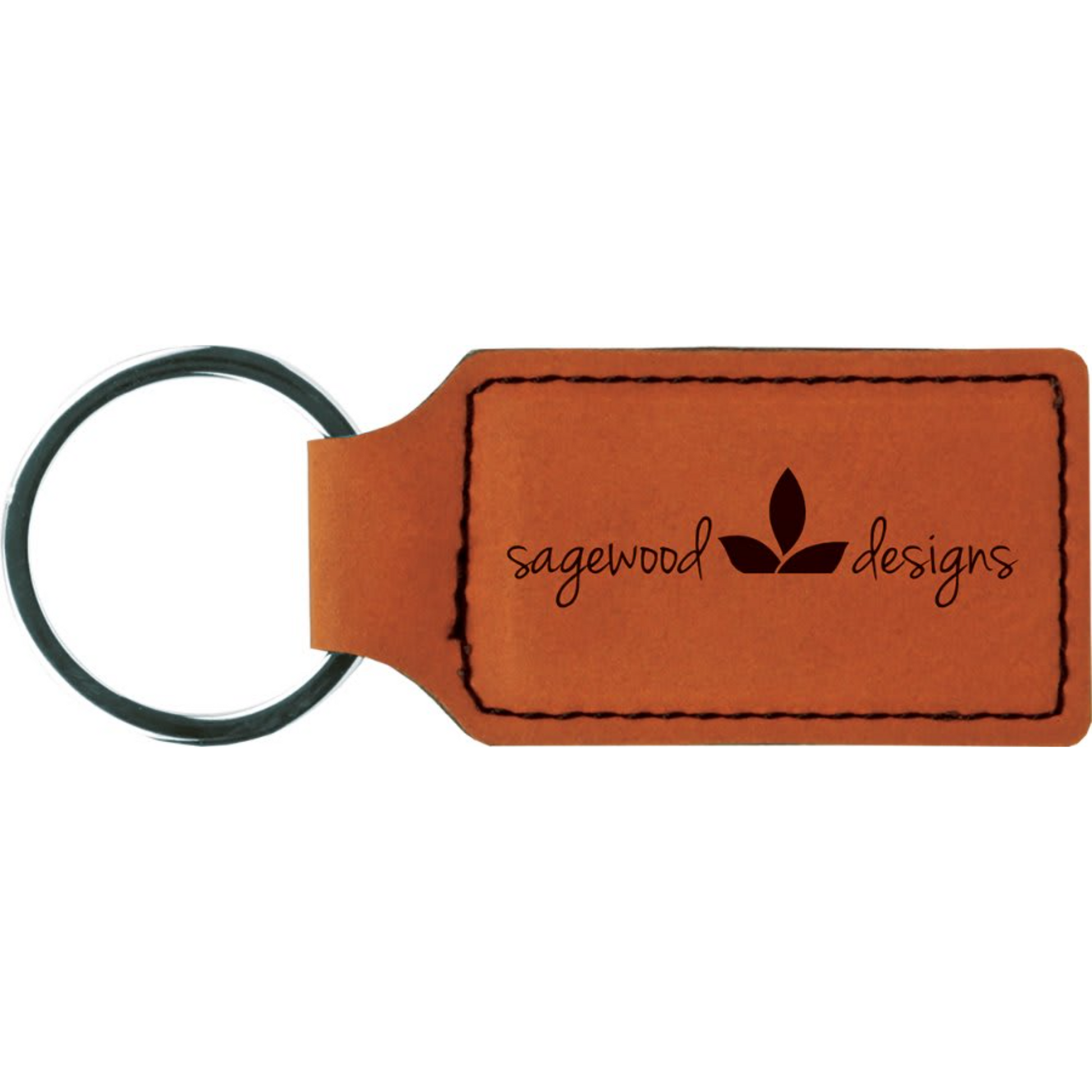 Leatherette Rectangle Keychain 2.75" x 1.25" / Rawhide