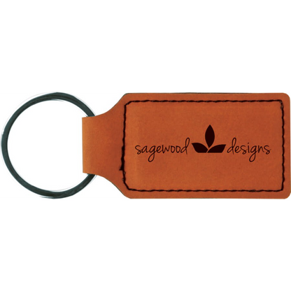 Leatherette Rectangle Keychain 2.75" x 1.25" / Rawhide