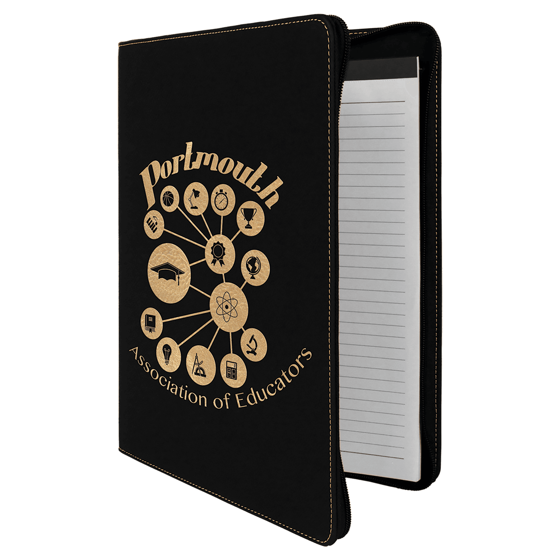 Potfolio with Zipper 9.5" x 12" / Black/Gold