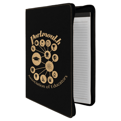Potfolio with Zipper 9.5" x 12" / Black/Gold