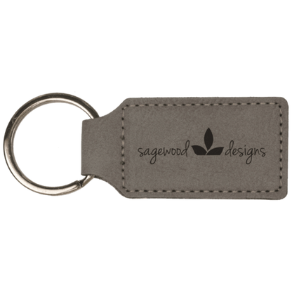Leatherette Rectangle Keychain 2.75" x 1.25" / Gray