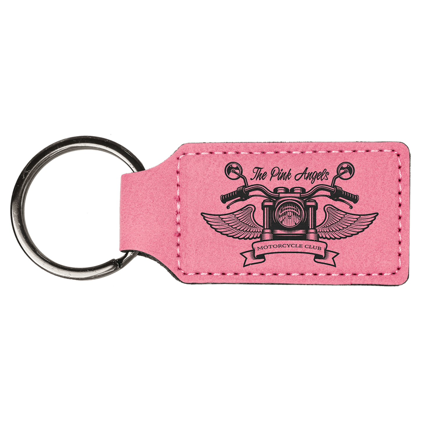 Leatherette Rectangle Keychain 2.75" x 1.25" / Pink