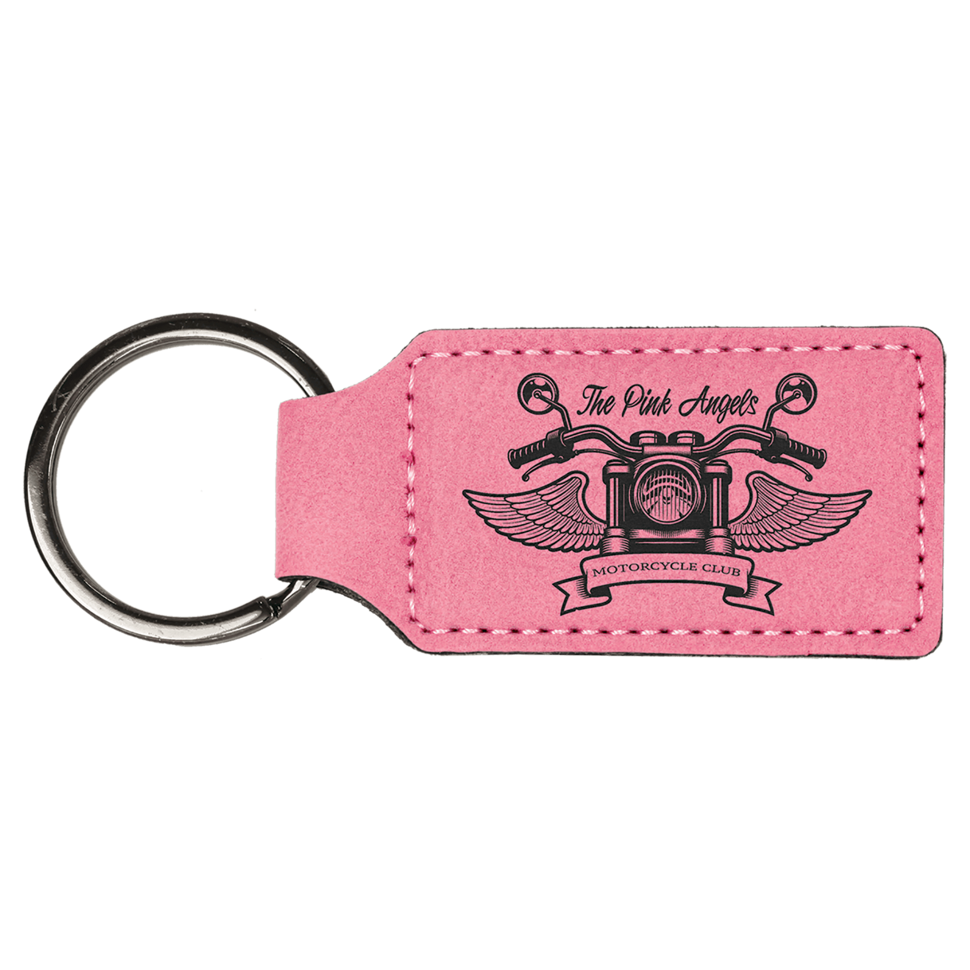 Leatherette Rectangle Keychain 2.75" x 1.25" / Pink