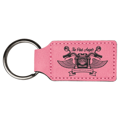 Leatherette Rectangle Keychain 2.75" x 1.25" / Pink