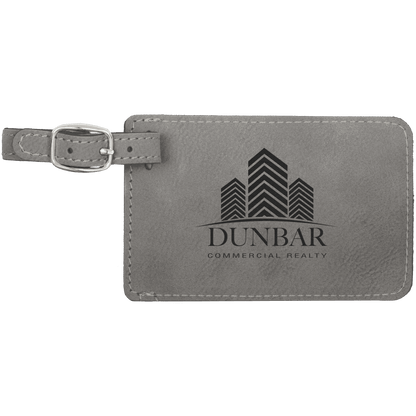 Leatherette Luggage Tag 4 1/4" x 2 3/4" / Gray