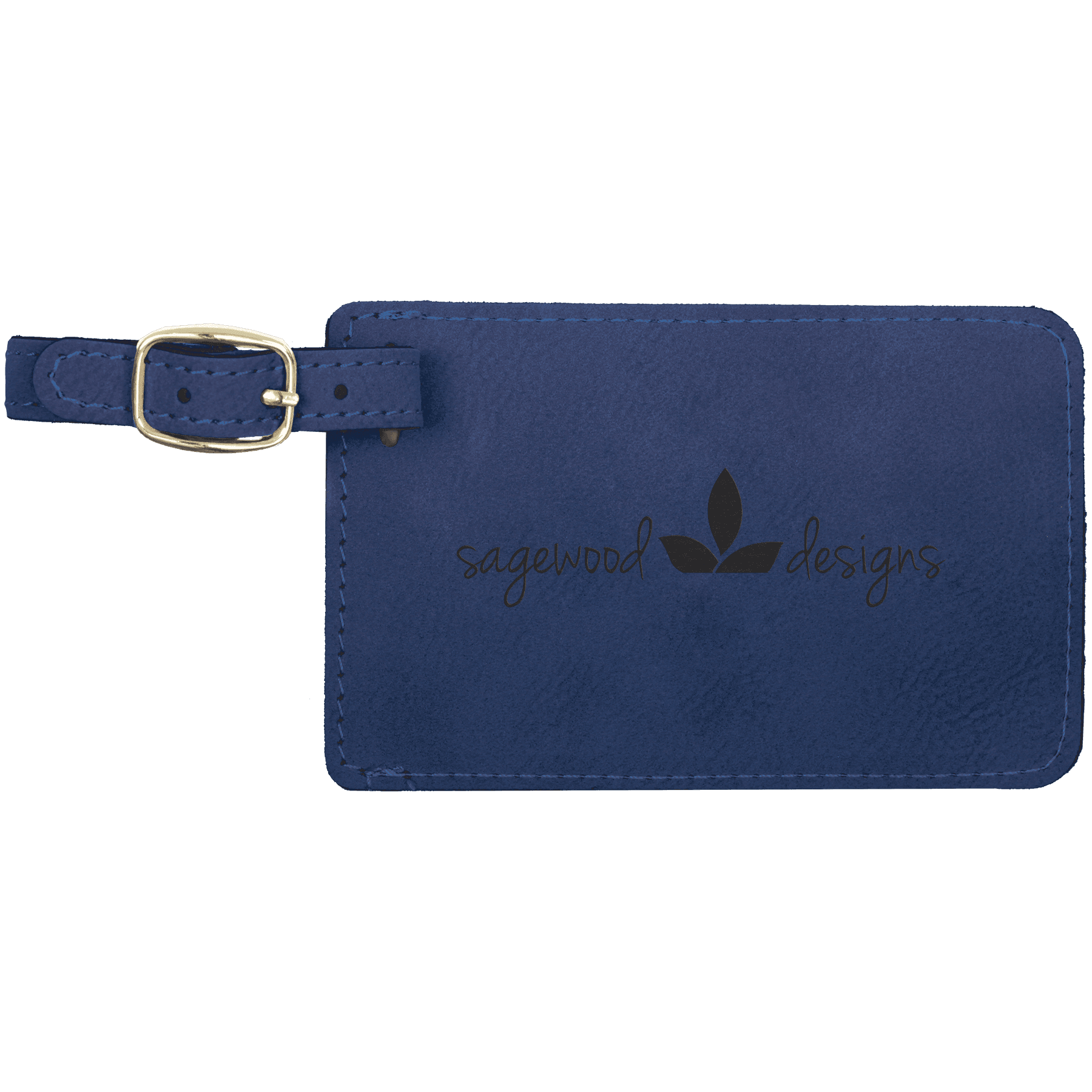Leatherette Luggage Tag 4 1/4" x 2 3/4" / Blue/Black