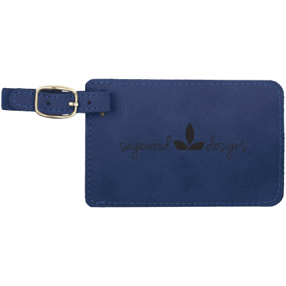 Leatherette Luggage Tag 4 1/4" x 2 3/4" / Blue/Black