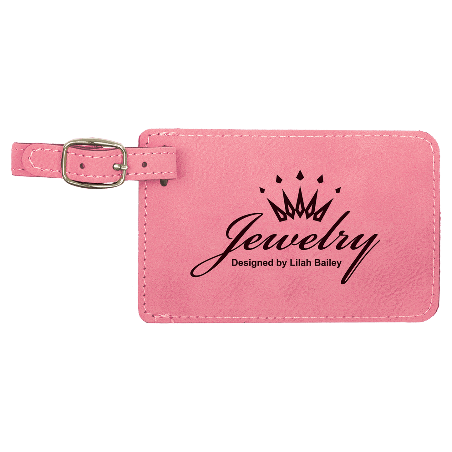 Leatherette Luggage Tag 4 1/4" x 2 3/4" / Pink