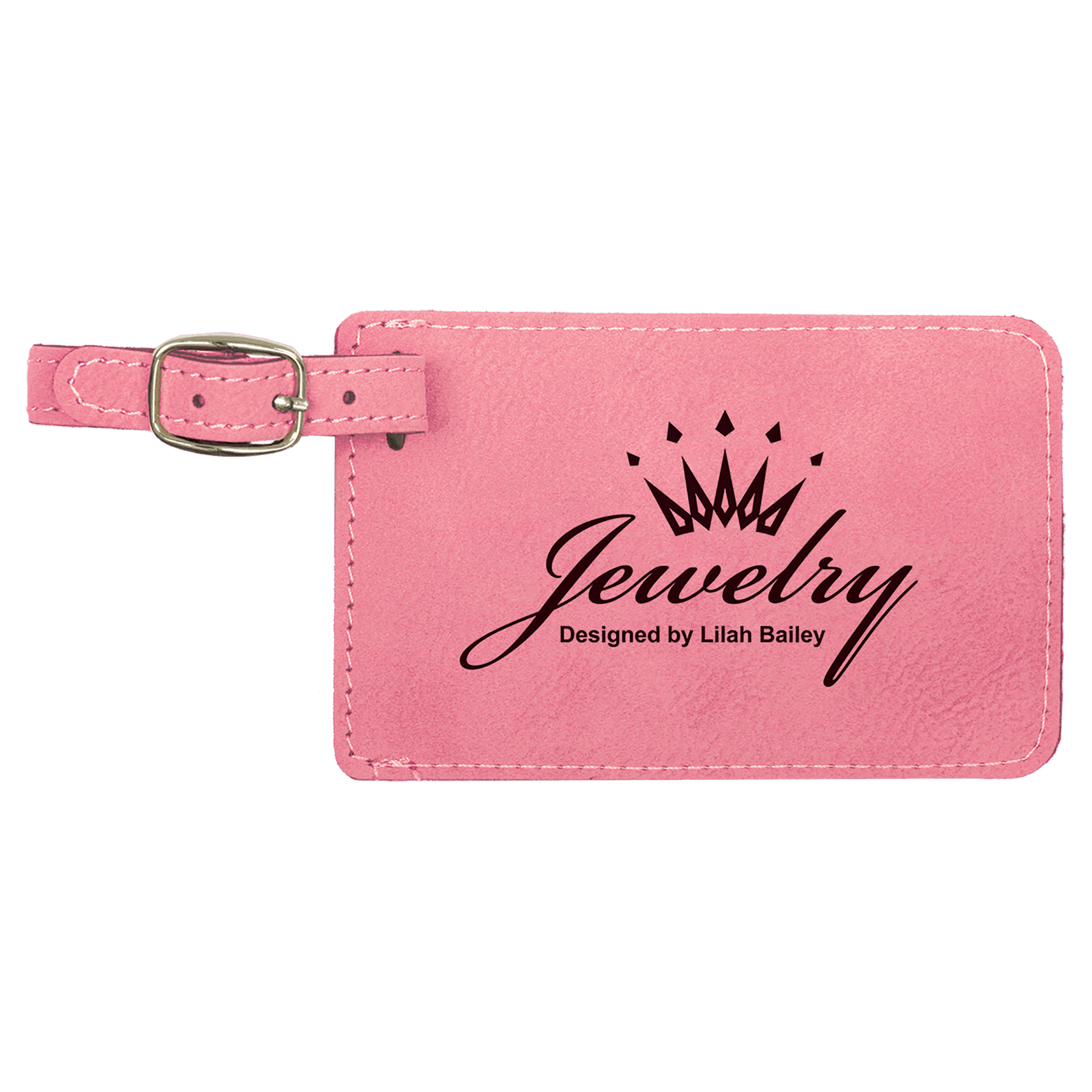 Leatherette Luggage Tag 4 1/4" x 2 3/4" / Pink