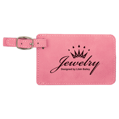 Leatherette Luggage Tag 4 1/4" x 2 3/4" / Pink