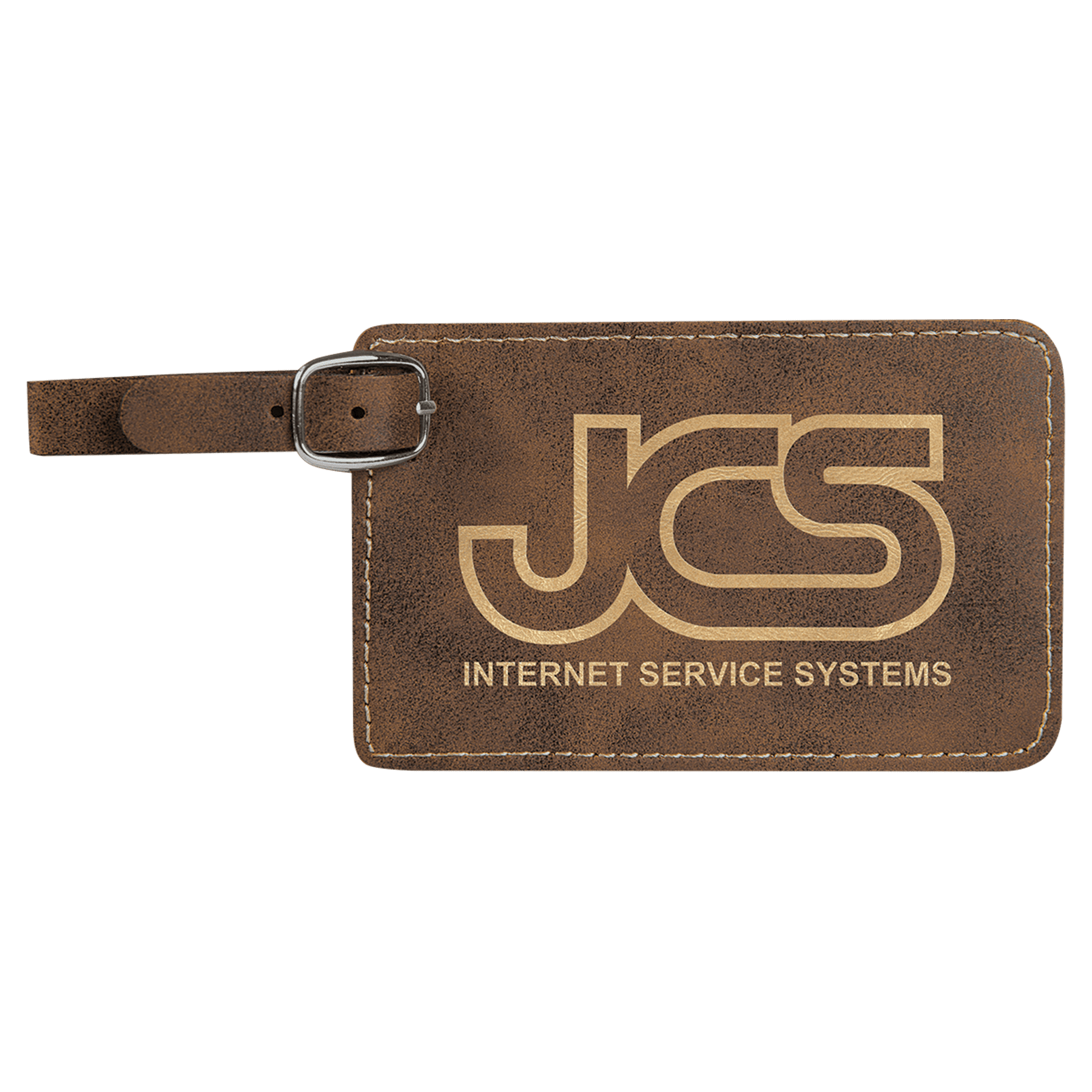 Leatherette Luggage Tag 4 1/4" x 2 3/4" / Rustic/Gold