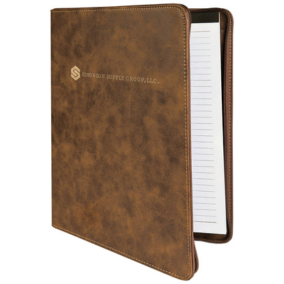 Potfolio with Zipper 9.5" x 12" / Rustic/ Brown