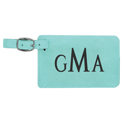 Leatherette Luggage Tag 4 1/4" x 2 3/4" / Teal