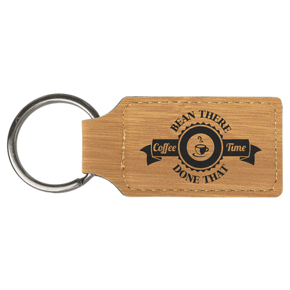 Leatherette Rectangle Keychain 2.75" x 1.25" / Bamboo
