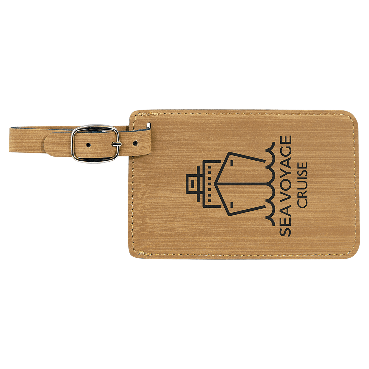 Leatherette Luggage Tag 4 1/4" x 2 3/4" / Bamboo