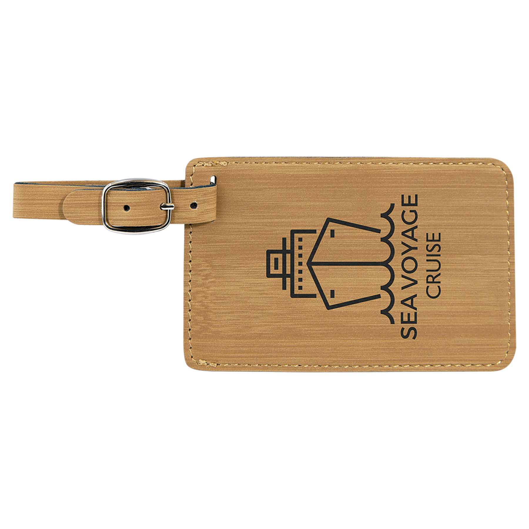 Leatherette Luggage Tag 4 1/4" x 2 3/4" / Bamboo